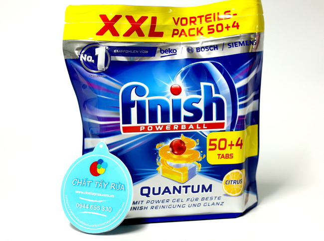 Viên rửa cho máy rửa chén, bát Bosch, Fagor, Electrolux, Finish Quantum túi 54 viên